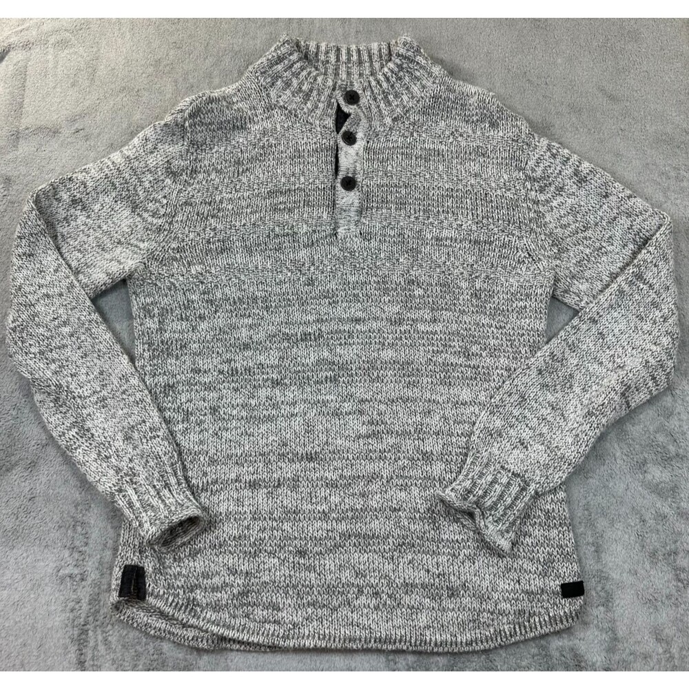Outpost Makers Men’s Shawl Collar Henley Sweater Gray Knit Button Pullover L